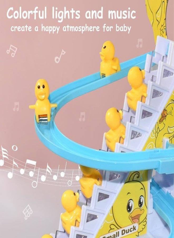 REMICH Small Duck Climbing Stairs Toy - Chasing Cartoon Race Track Game Set -Playful Roller Coaster with 3 Duck LED Light & Music Button -Fun Duck Stair Climbing Escalator Toy - Kids Toys Accessories - Image 5
